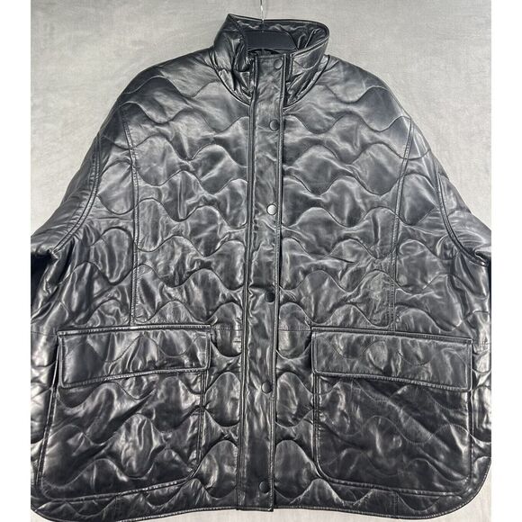 Free People Larmarque BERUKA QUILTED LEATHER JACKET Size XSmall/ Small Black - Picture 6 of 15